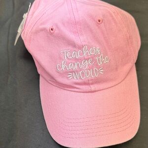 Making the Grade Pink Embroidered Cap Teachers change the world new